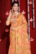 Cantaloupe Orange Organza Saree