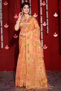 Cantaloupe Orange Organza Saree