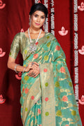 Emerald Green Organza Saree