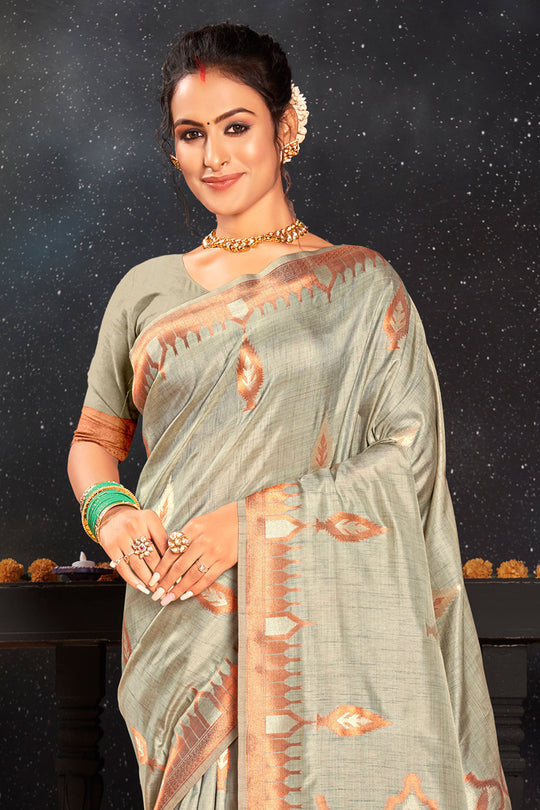 Coin Grey Silk Saree