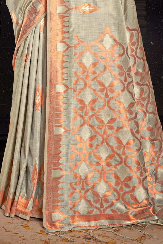 Coin Grey Silk Saree