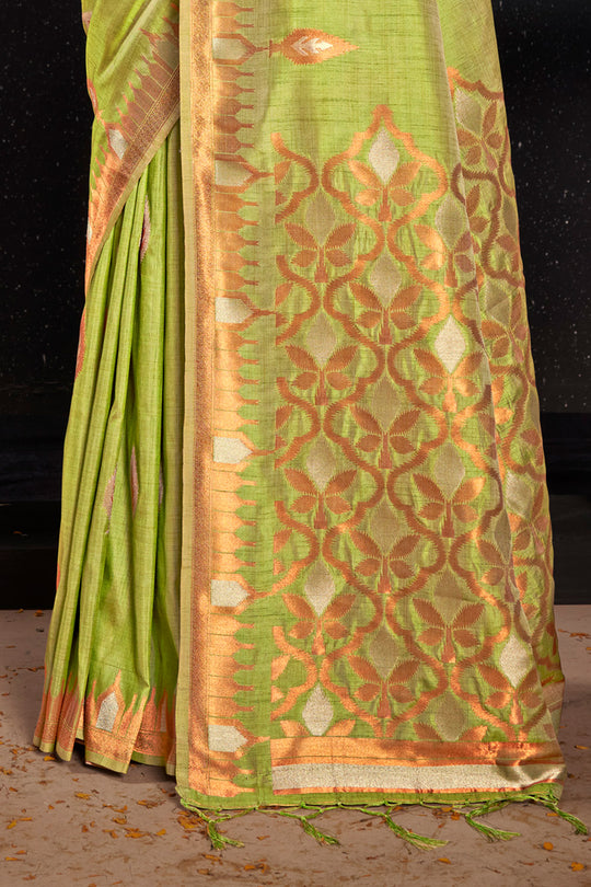 Parrot Green Silk Saree