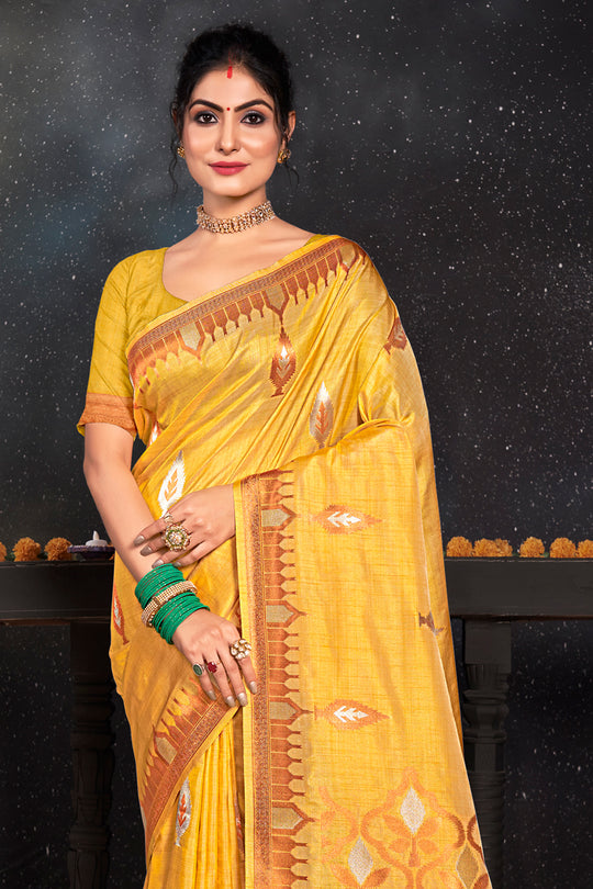 Marigold Yellow Silk Saree