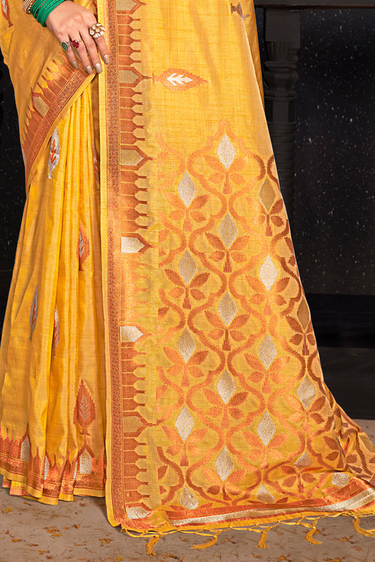 Marigold Yellow Silk Saree