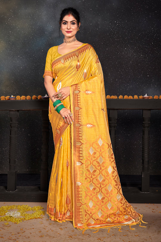 Marigold Yellow Silk Saree