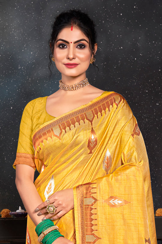 Marigold Yellow Silk Saree