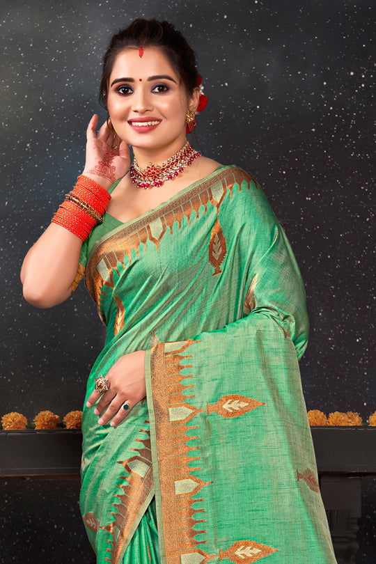 Seafoam Green Silk Saree