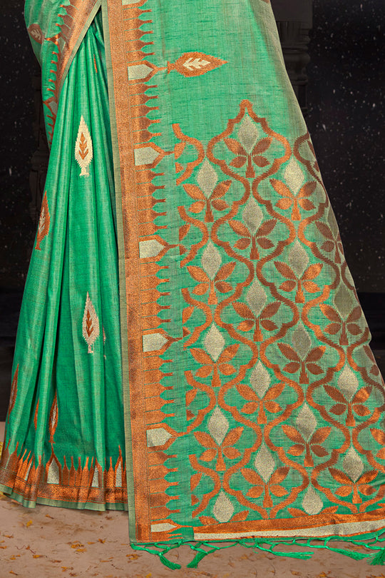 Seafoam Green Silk Saree