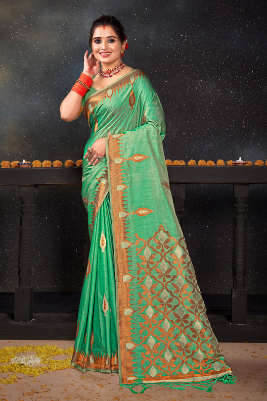 Seafoam Green Silk Saree