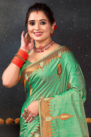 Seafoam Green Silk Saree