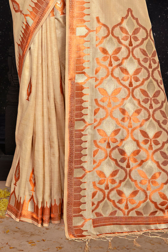 Buttermilk Beige Silk Saree
