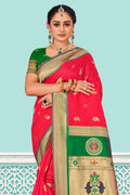 Pink And Green Paithani Silk Saree