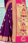 Violet And Pink Paithani Silk Saree