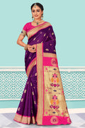 Violet And Pink Paithani Silk Saree