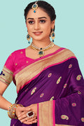 Violet And Pink Paithani Silk Saree