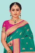 Green And Pink Paithani Silk Saree