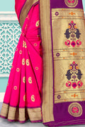 Pink And Violet Paithani Silk Saree