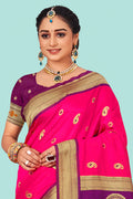 Pink And Violet Paithani Silk Saree