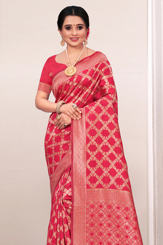 Taffy Pink Patola Silk Saree