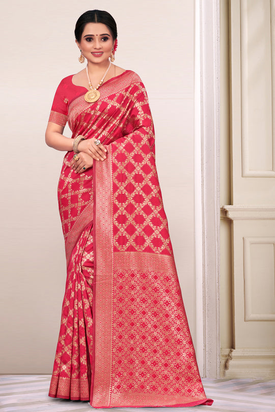 Taffy Pink Patola Silk Saree