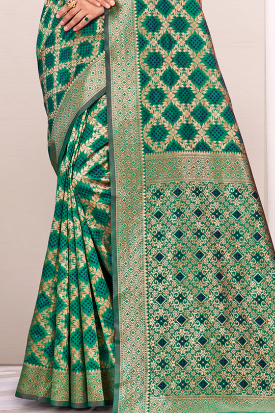 Emerald Green Patola Silk Saree
