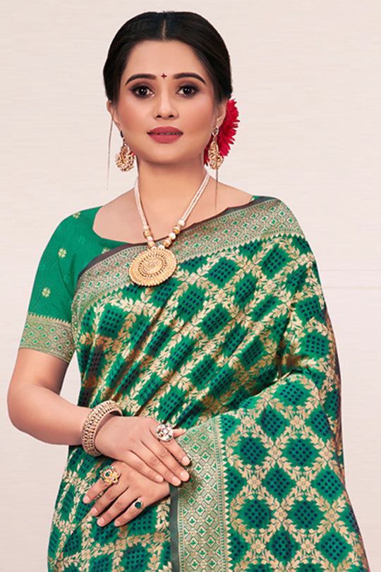 Emerald Green Patola Silk Saree
