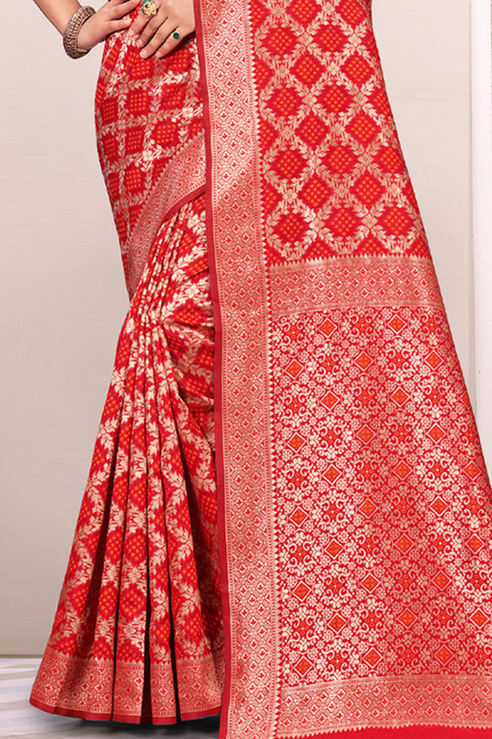 Tart Red Patola Silk Saree