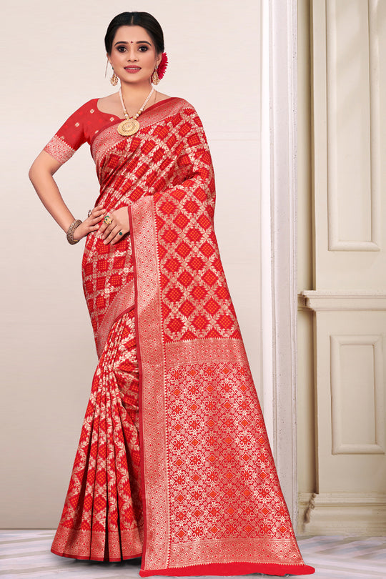 Tart Red Patola Silk Saree