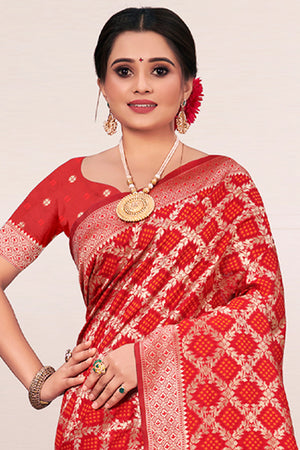 Tart Red Patola Silk Saree