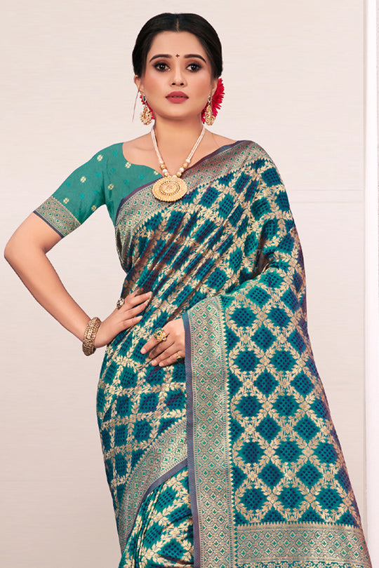 Pine Green Patola Silk Saree