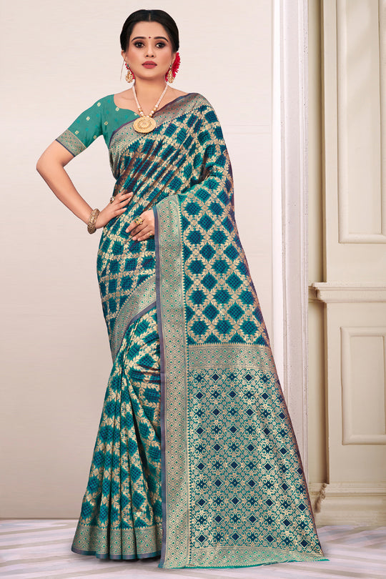 Pine Green Patola Silk Saree