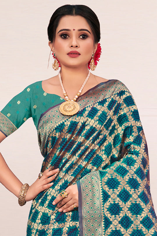 Pine Green Patola Silk Saree