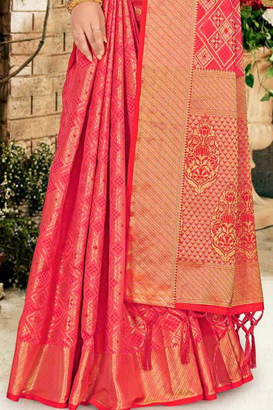 Cantaloupe Peach Patola Saree