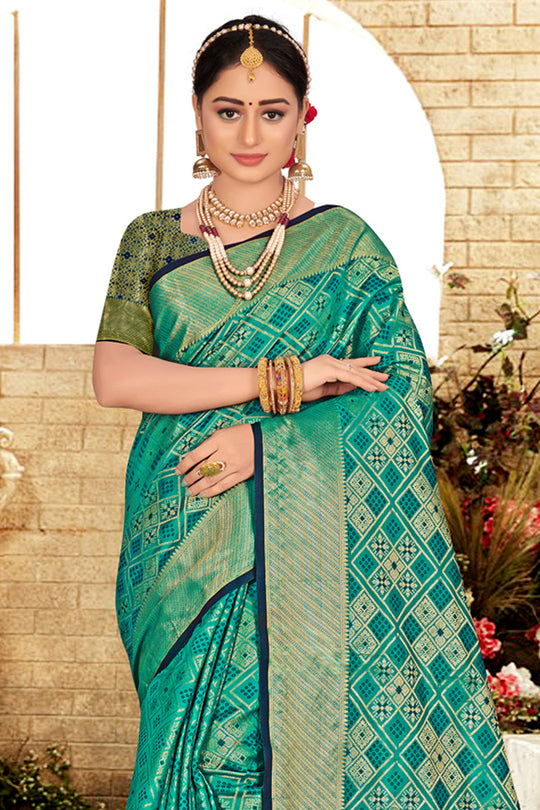 Seafoam Green Patola Saree