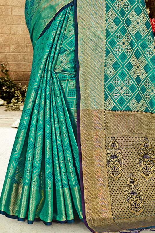 Seafoam Green Patola Saree