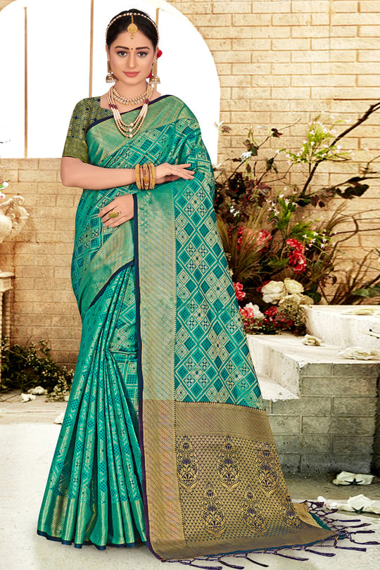 Seafoam Green Patola Saree