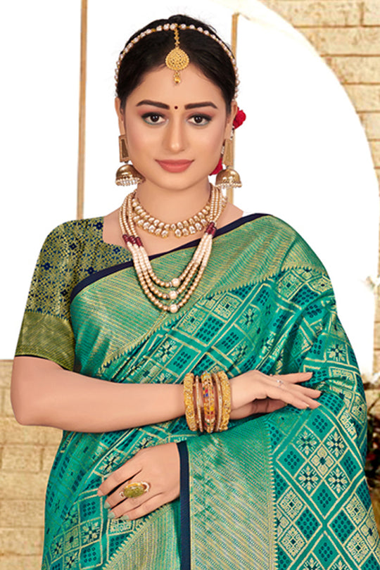 Seafoam Green Patola Saree