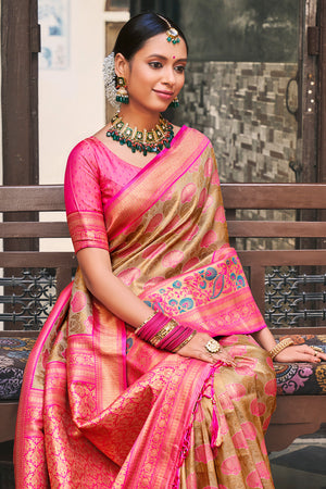 Taffy Pink Kanjivaram Silk Saree