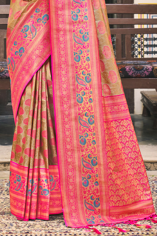 Taffy Pink Kanjivaram Silk Saree