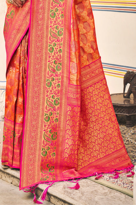 Tart Red Kanjivaram Silk Saree