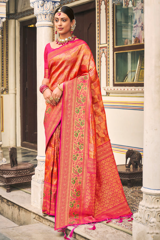 Tart Red Kanjivaram Silk Saree