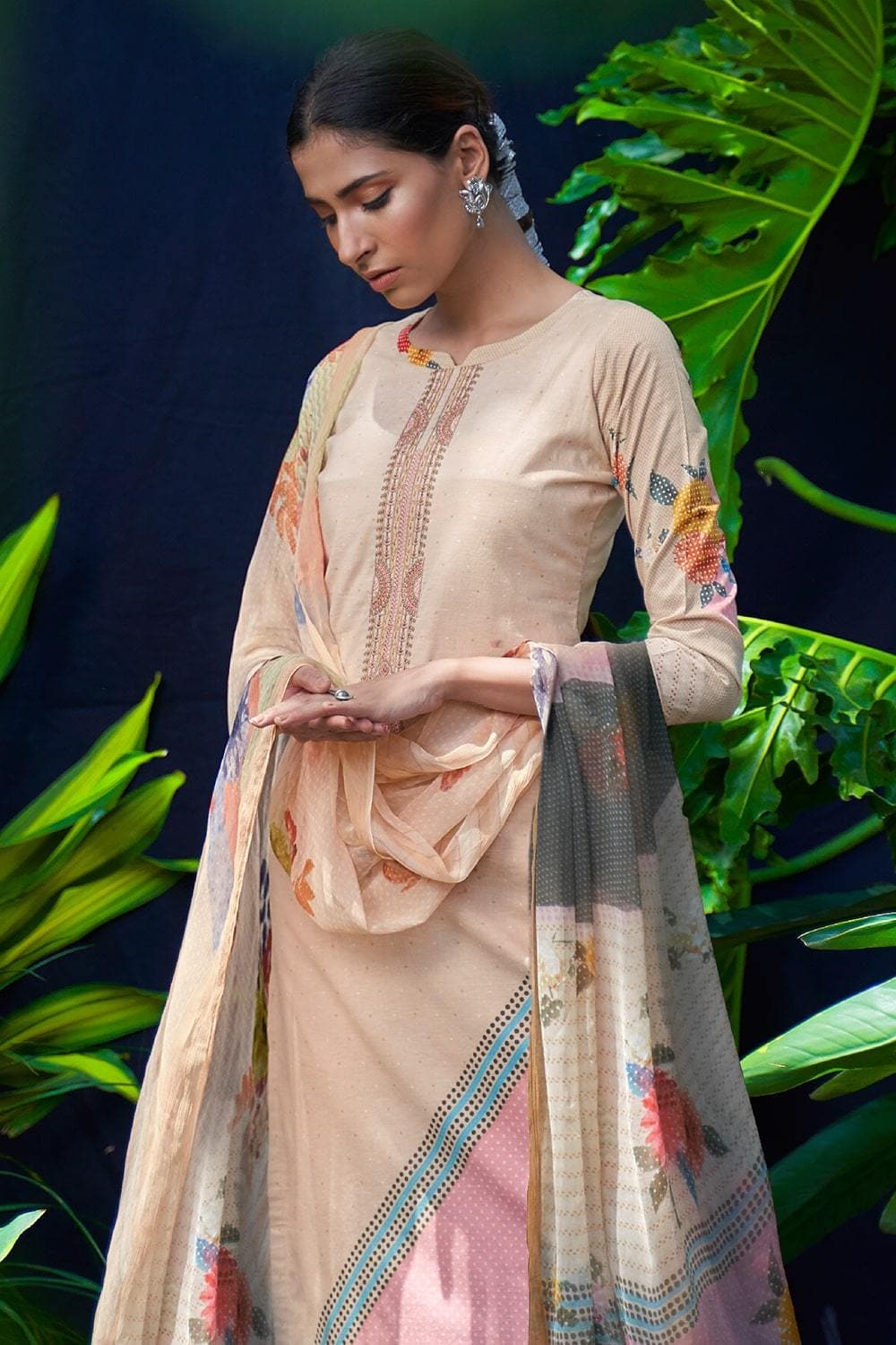 salwar suit apricot orange printed salwar suit unstitched silk saree online 29351066042561