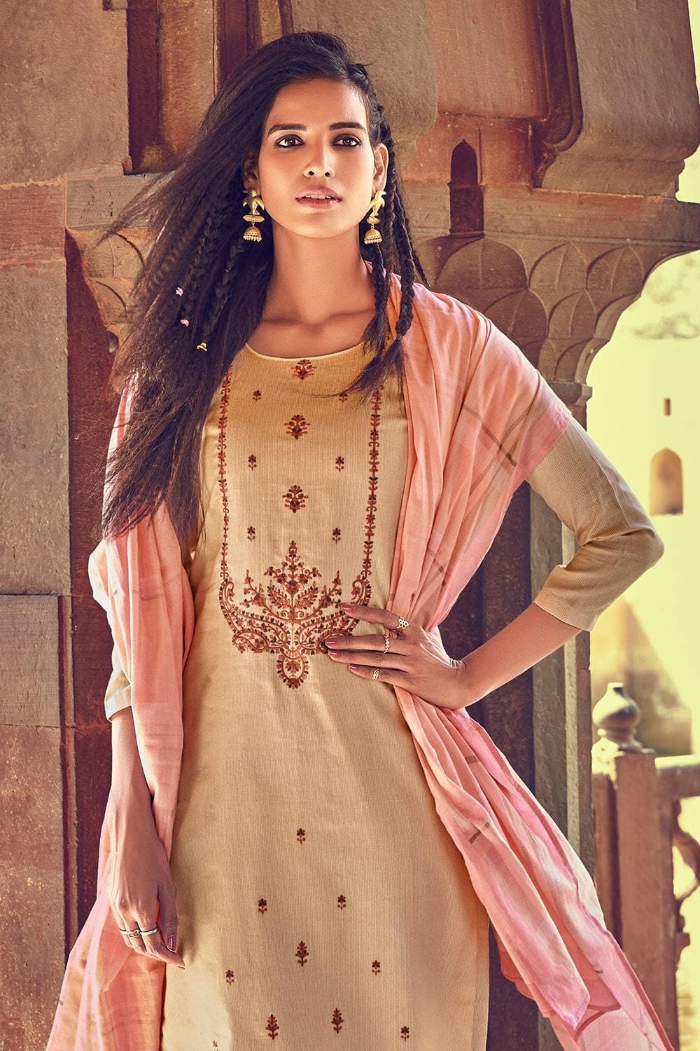Designer Palazzo Suit - Embellished Pastel Green Chinon & Georgette Suit –  Empress Clothing
