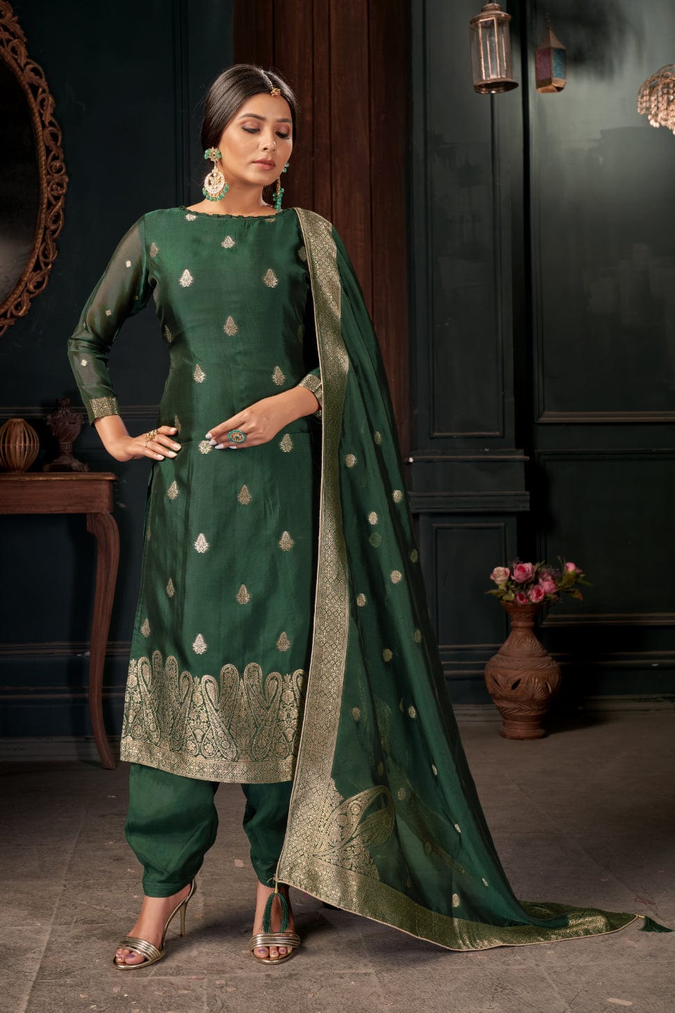 salwar suit cadmium green salwar suit silk saree online 32476982935745