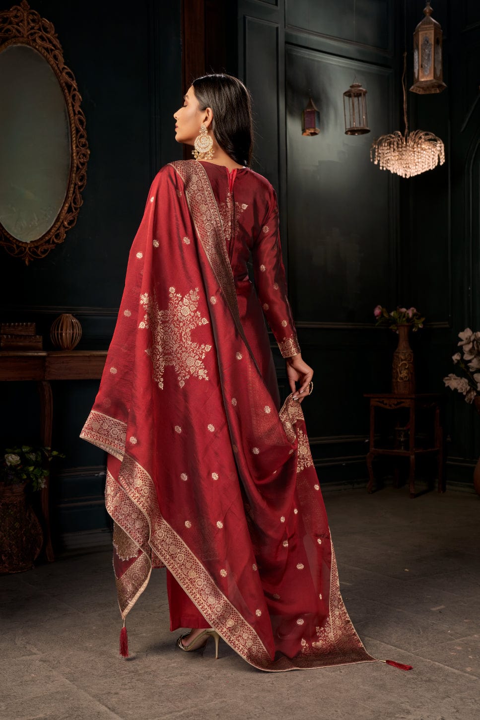 Cherry colour shop punjabi suit
