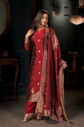 Cherry Red Unstitched Salwar Suit
