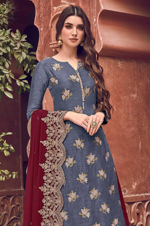 Comet Grey Designer Salwar Suit with Palazzo