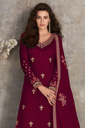 Currant Red Salwar Suit With Palazzo