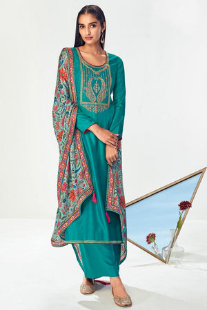 Cyan Blue Salwar Suit