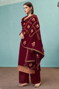 Salwar Suit Garnet Red Georgette Salwar Suit- Unstitched saree online